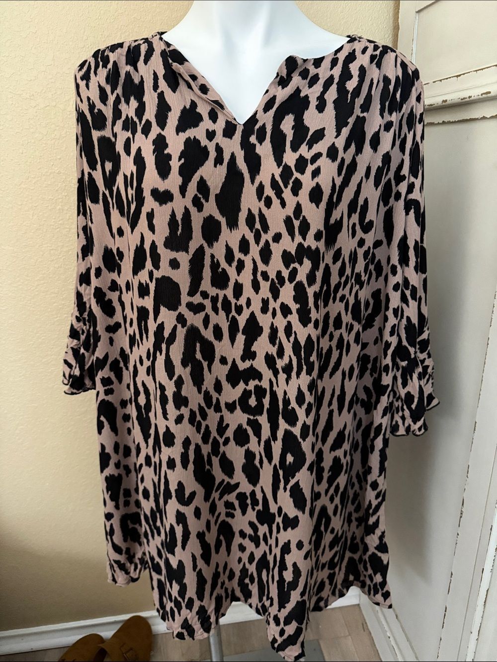 Umgee Tan and Black Leopard Print Tunic